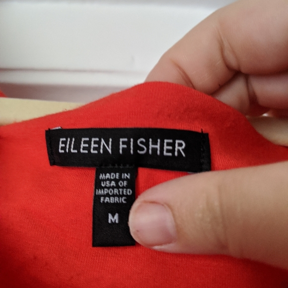 Eileen Fisher Orange Cowl Neck Shift Midi Dress - Picture 5 of 5